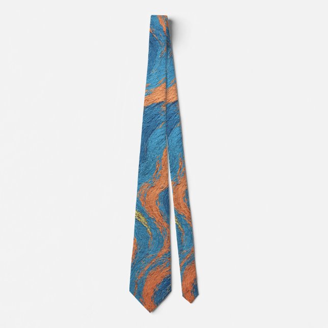 Corbata olas de coral e índigo (Anverso)