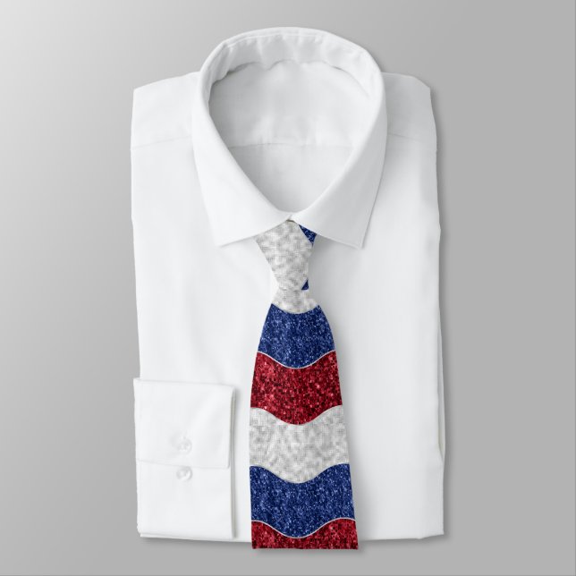 Corbata Olas de mosaico patriótico (Atado)