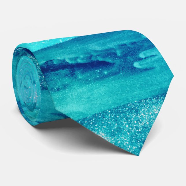 Corbata Olas de playa azules mar mar marino (Enrollado)