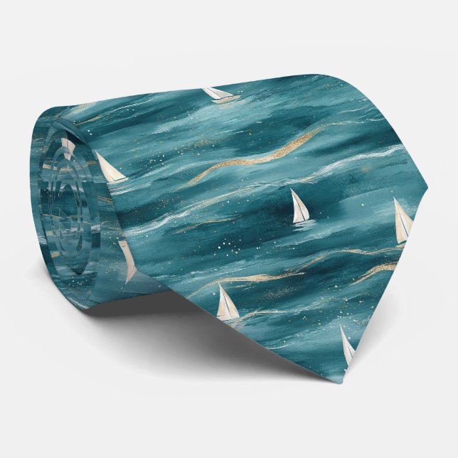Corbata Olas de velero costero Patrón náutico (3) (Enrollado)