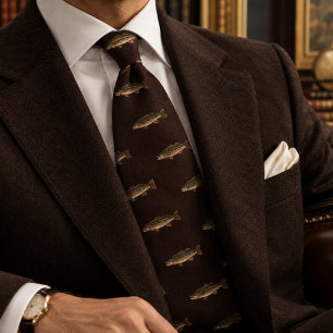 Corbata Old Money Chocolate Negro Lubina de Boca Grande