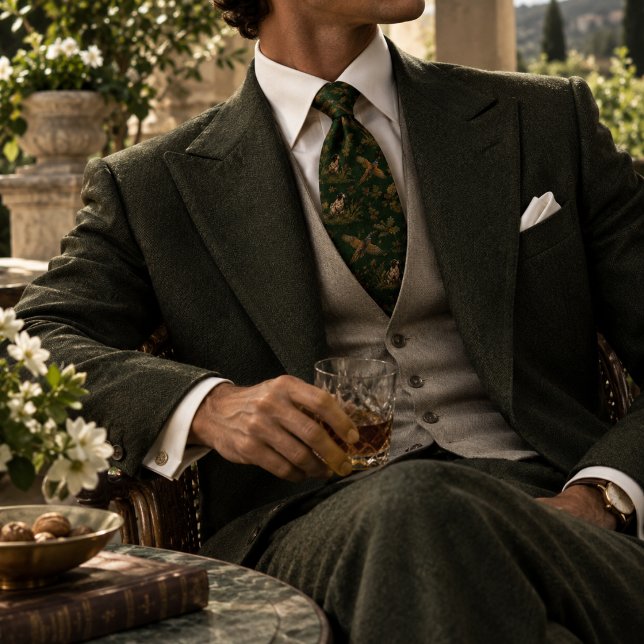 Corbata Old Money Pheasant Spaniel Verde Bosque (Subido por el creador)