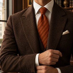 Corbata Old Money Siena Tostada Franja Diagonal Tonal