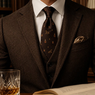 Corbata Old Money Whiskey Dog Gentleman's Club Herringbone