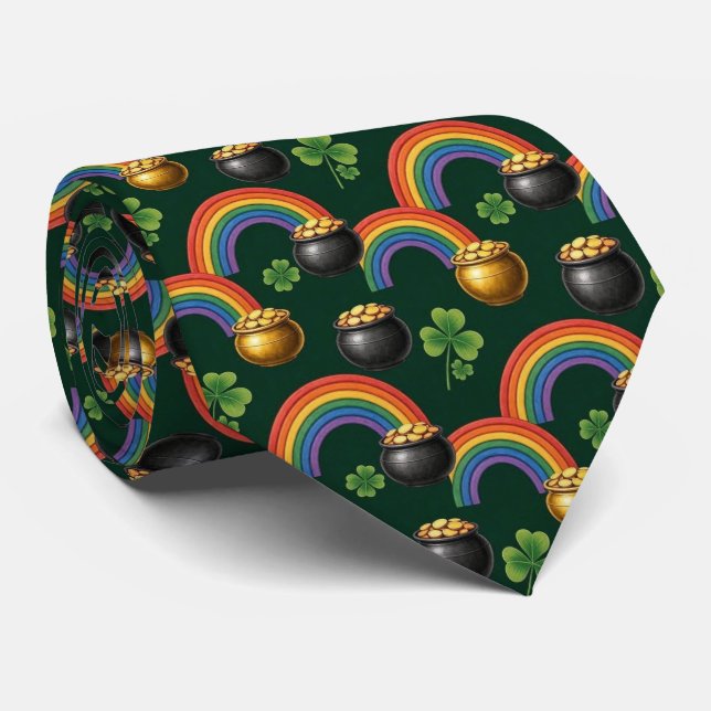 Corbata Olla de Oro Irlandesa y Trébol (Enrollado)