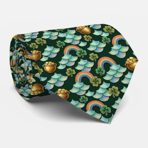 Corbata Olla de Oro Irlandesa y Trébol con Escamas de Sire