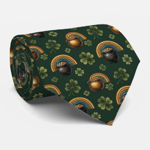 Corbata Olla de Oro y Trébol de Cuatro Hojas Boho Irlandés