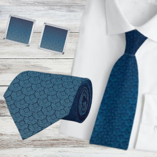 Corbata Ombre geométrico turquesa marina moderno