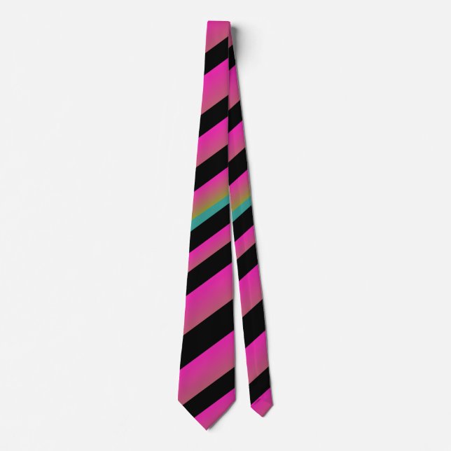 Corbata Ombre Rayo Arcoiris Rosado Múltiple Rayas Diagonal (Anverso)