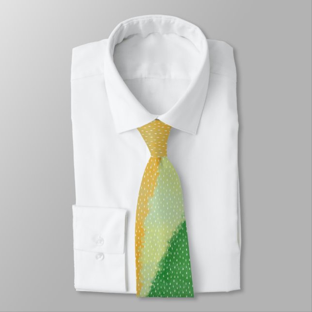 Corbata Ombre Verde Amarillo Texturizado Abstracto (Atado)