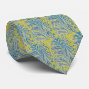 Corbata Onda Abstracta Azul Y Oro