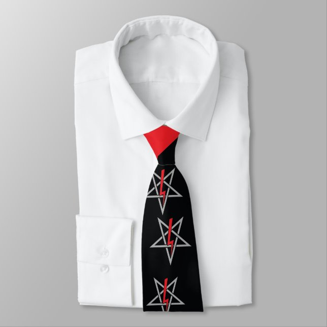 Corbata Onda Abstrct de Anton LaVey Sigil {Rojo} (Atado)