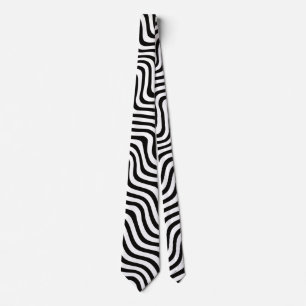 Corbata Onda de franja negro y blanco