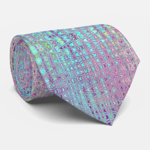 Corbata Ondas abstractas de boomerang retro en aqua y púrp