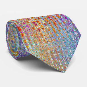 Corbata Ondas abstractas naranja y blanco retro boomerang