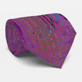 Corbata Ondas Atómicas Retro Magenta Groovy Psicodélicas