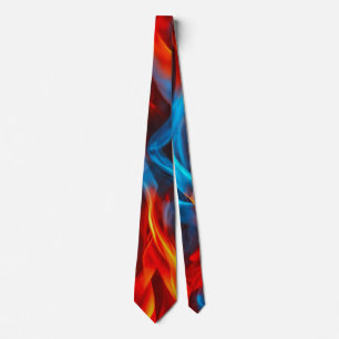 Corbata Ondas de fuego de color cian azul rojo colorido pa