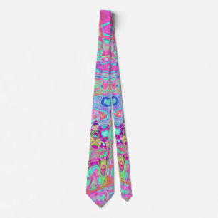 Corbata Ondas Retro Cósmicas Abstractas Acuáticas y Rosa C