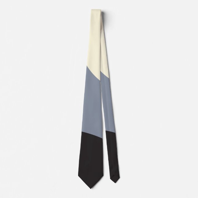 Corbata Ondas simples - Negro, gris y crema (Anverso)