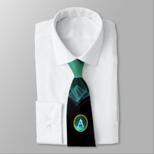 CORBATA ONDAS VERDES VERDE AZULADAS DEL FRACTAL,