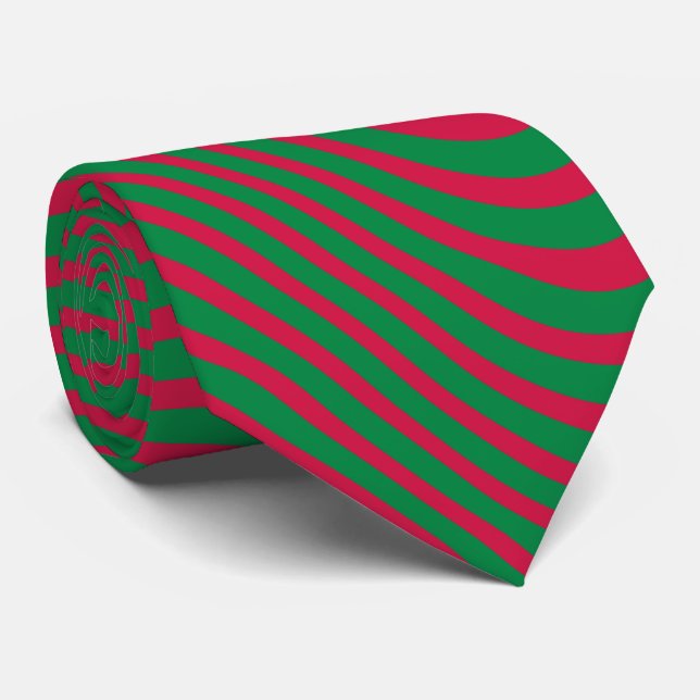 Corbata Op-Art Green Navidades Rojos Mediosiglo Moderno (Enrollado)