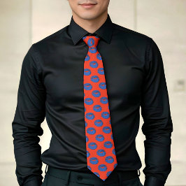 Corbata Orange and Blue XOXO Kissing Lips