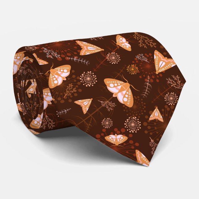 Corbata orange beautiful butterfly pattern (Enrollado)