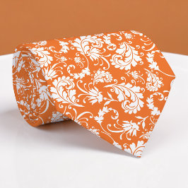 Corbata Orange Floral Pattern Custom Necktie