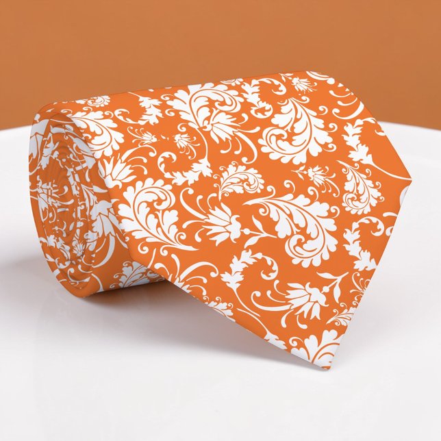 Corbata Orange Floral Pattern Custom Necktie (Subido por el creador)
