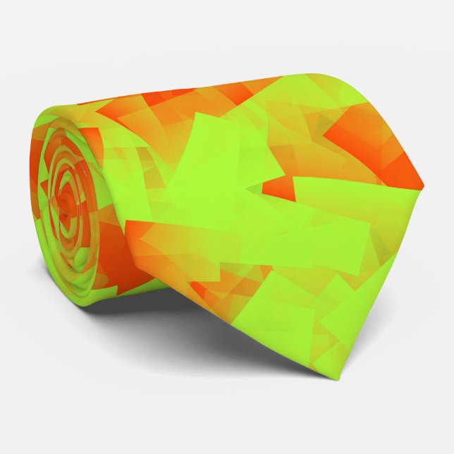 Corbata Orange Green Cubism Abstract Pattern (Enrollado)