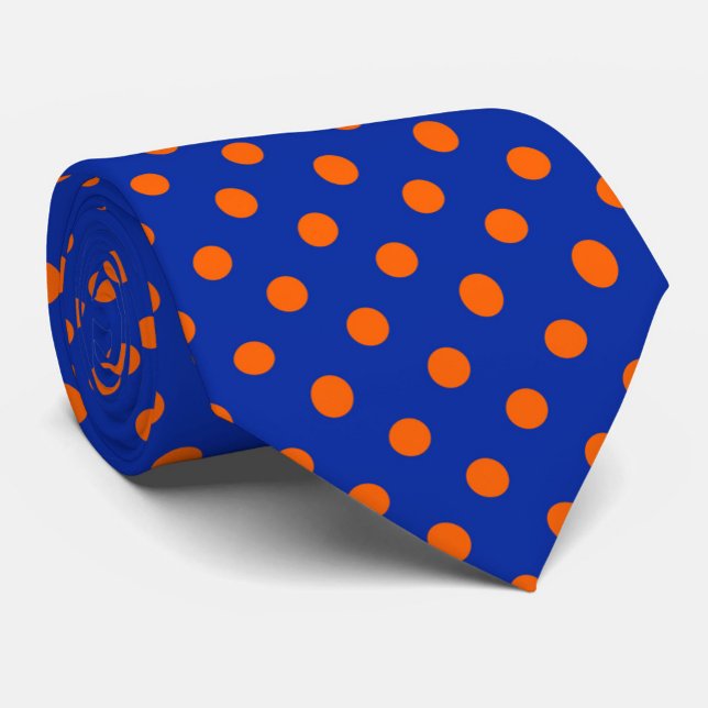 Corbata Orange On Blue Polka Dots Pattern Design  (Subido por el creador)