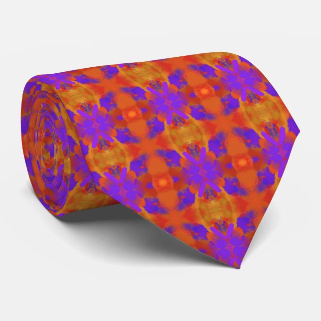 Corbata Orange Purple And Red Abstract Graphic Art Design (Enrollado)