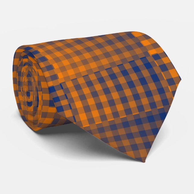 Corbata Orange Purple Checker Abstract Pattern (Enrollado)
