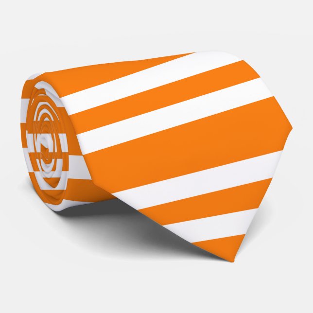 Corbata Orange White Stripes Pattern (Enrollado)