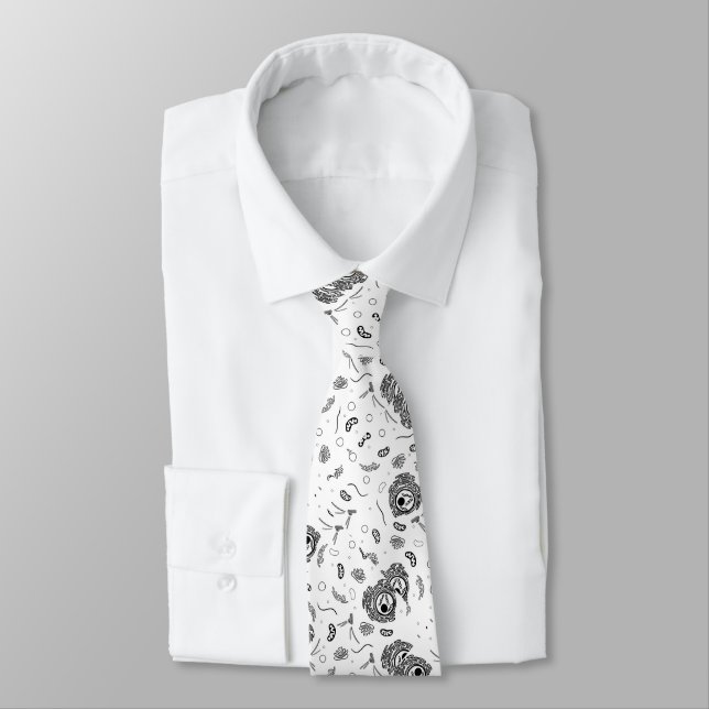 Corbata Organelles - Negro sobre blanco (Atado)
