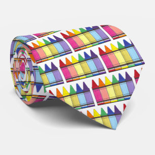 Corbata Orgullo de arte de la escuela Rainbow Crayons Colo