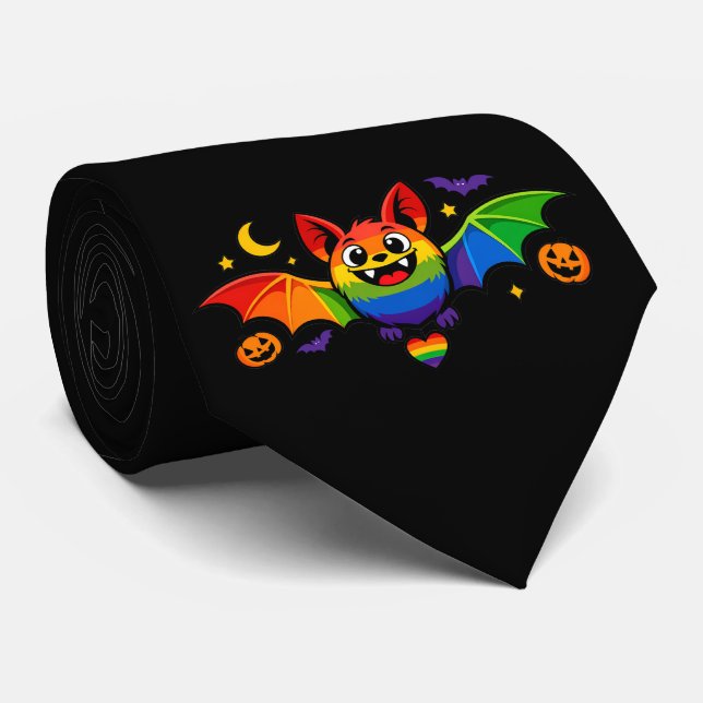 Corbata 🦇🌈  Orgullosamente Fangtástico Murciélago (Enrollado)