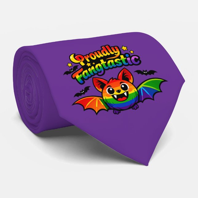 Corbata 🦇🌈 Orgullosamente Fangtástico Murciélago (Enrollado)