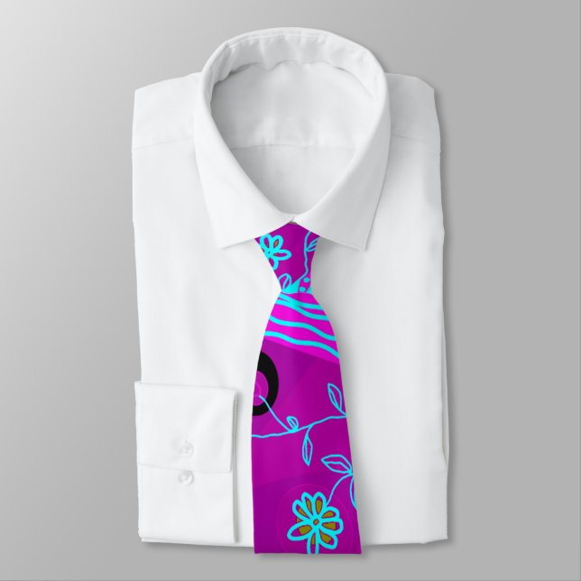 Corbata Origami Chintz (L) Fuchsia Turquoise Blue Magenta (Atado)