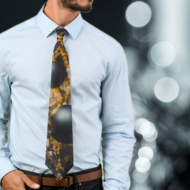 Corbata Ornamentos de Navidad Gris Negro con tierras de cu (Subido por el creador)