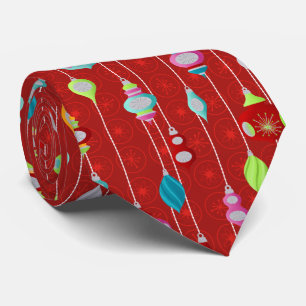 Corbata Ornamentos retro Navidades rojos