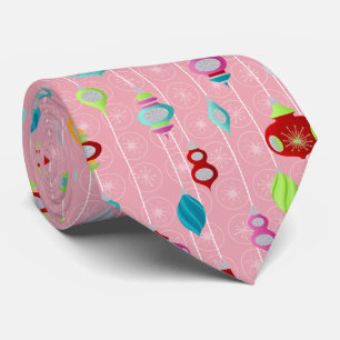 Corbata Ornamentos retro Navidades rosados