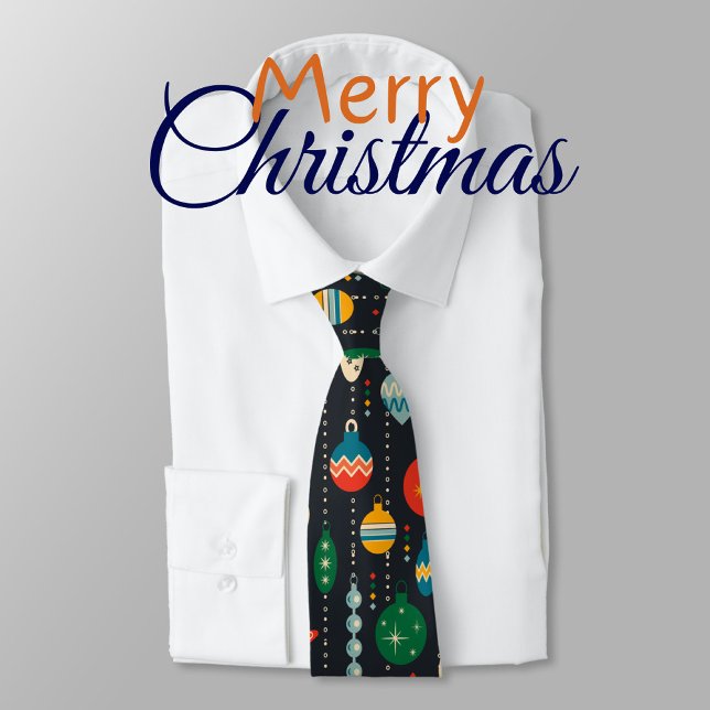 Corbata Ornamets tradicionales Navidad azul marina (Merry Christmas and happy new year.)