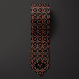 Corbata Ornate Burgundy & Black Monograma