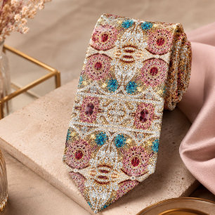 Corbata oro azul turquesa oro burdeos rosa bohemio