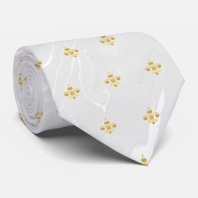 Corbata Oro de mármol Fleur de Lis, patrón Lili francés (Enrollado)