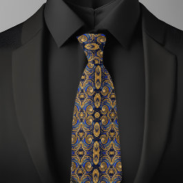 Corbata Oro Giratorio Sobre Patrón de Zafiro