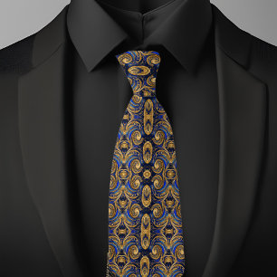 Corbata Oro Giratorio Sobre Patrón de Zafiro 