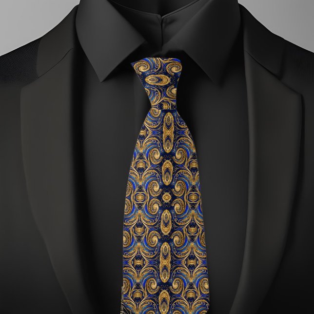 Corbata Oro Giratorio Sobre Patrón de Zafiro  (Subido por el creador)