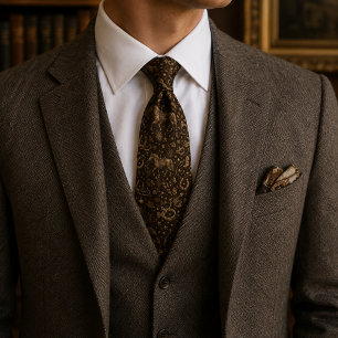 Corbata Oro Marrón Oscuro Patrimonio Ecuestre